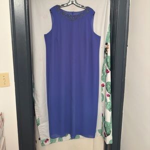 patra women’s plus blue beaded neck sleeveless formal evening dress size 22.